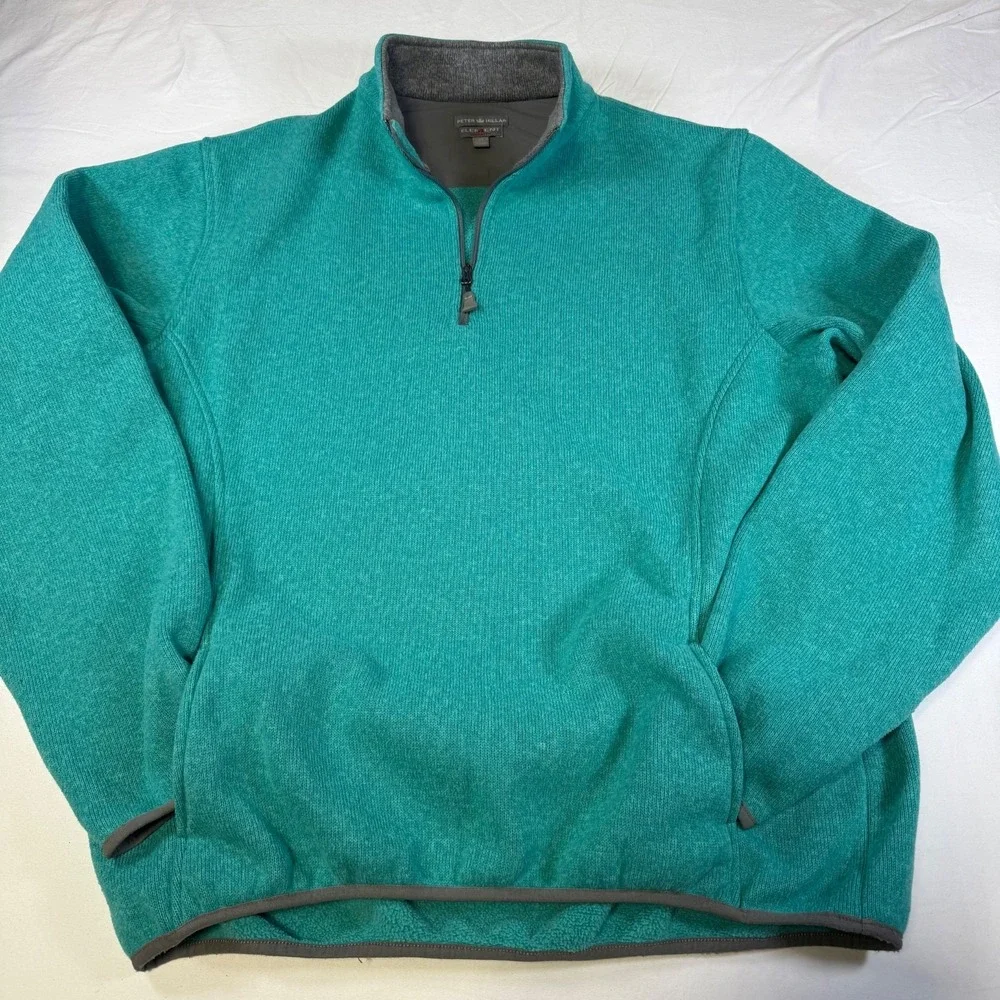 Peter Millar Element 4 Warmth 1/4 Zip Pullover Golf Fleece Men's Size XL Teal